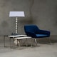 image 3 of Interiors by Premier Large Faceted Floor Lamp, Nickel Finish Textured Cubic Base, Contemporary Floor Light With White Fabric Black