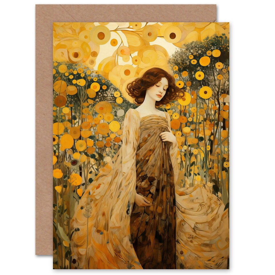 image 1 of Mothers Day Card Walk On Wildflower Klimt Style Mum Card