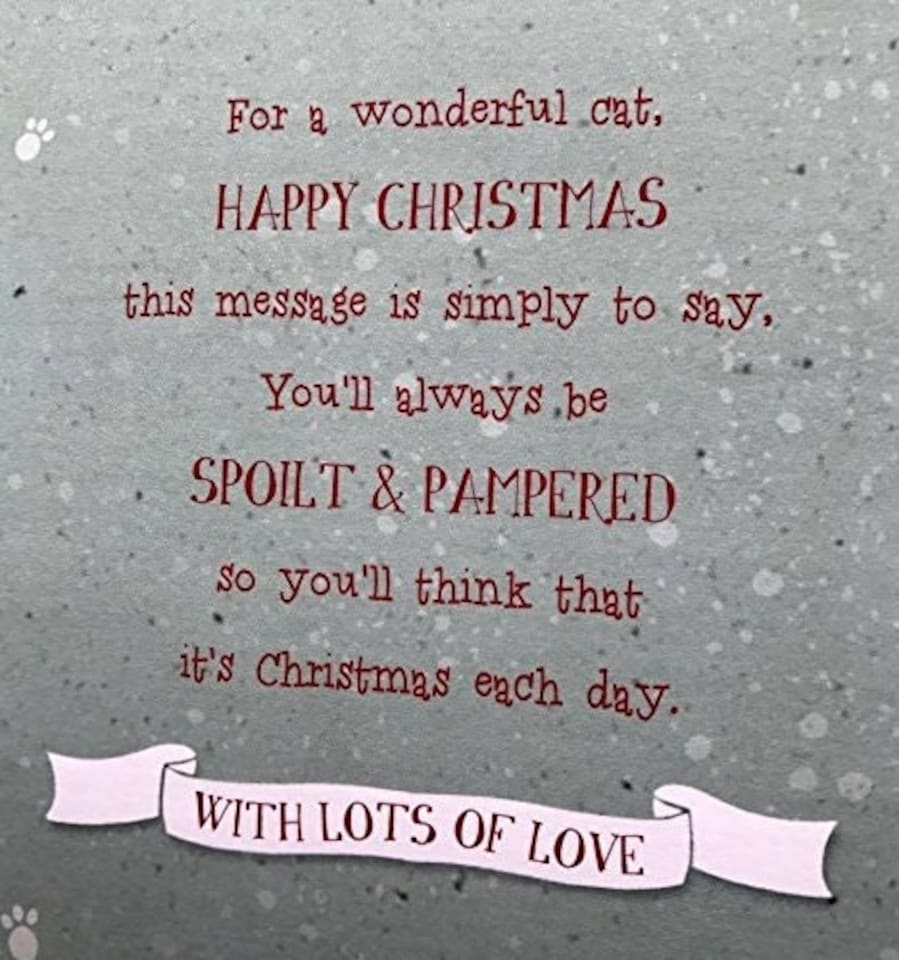 image 1 of To The Cat Cute Glitter Finish Christmas Greeting Card By Wishing Well