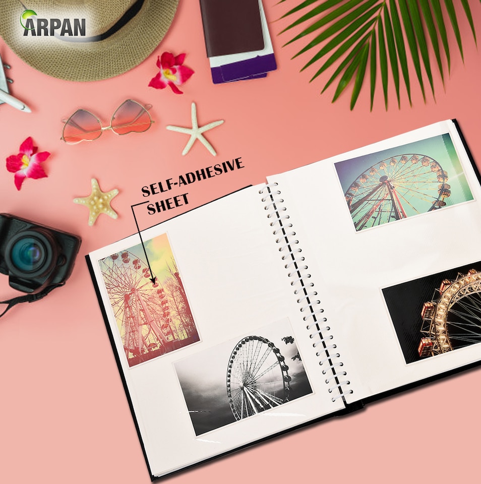 image 1 of ARPAN Self-Adhesive Photo Album – 20 Sheets / 40 Sides Spiral Bound Memory Book – Sticky Page Scrapbook Album for Various Sized Photos, Keepsakes & Special Memories