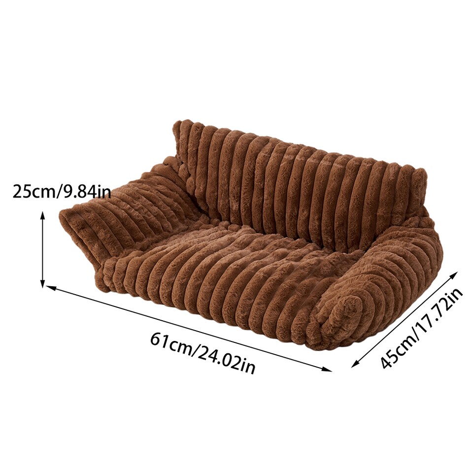 image 1 of Living and Home Plush Pet Sofa Bed with Removable Cover, Soft Cushion for Cats & Dogs | Brown | M