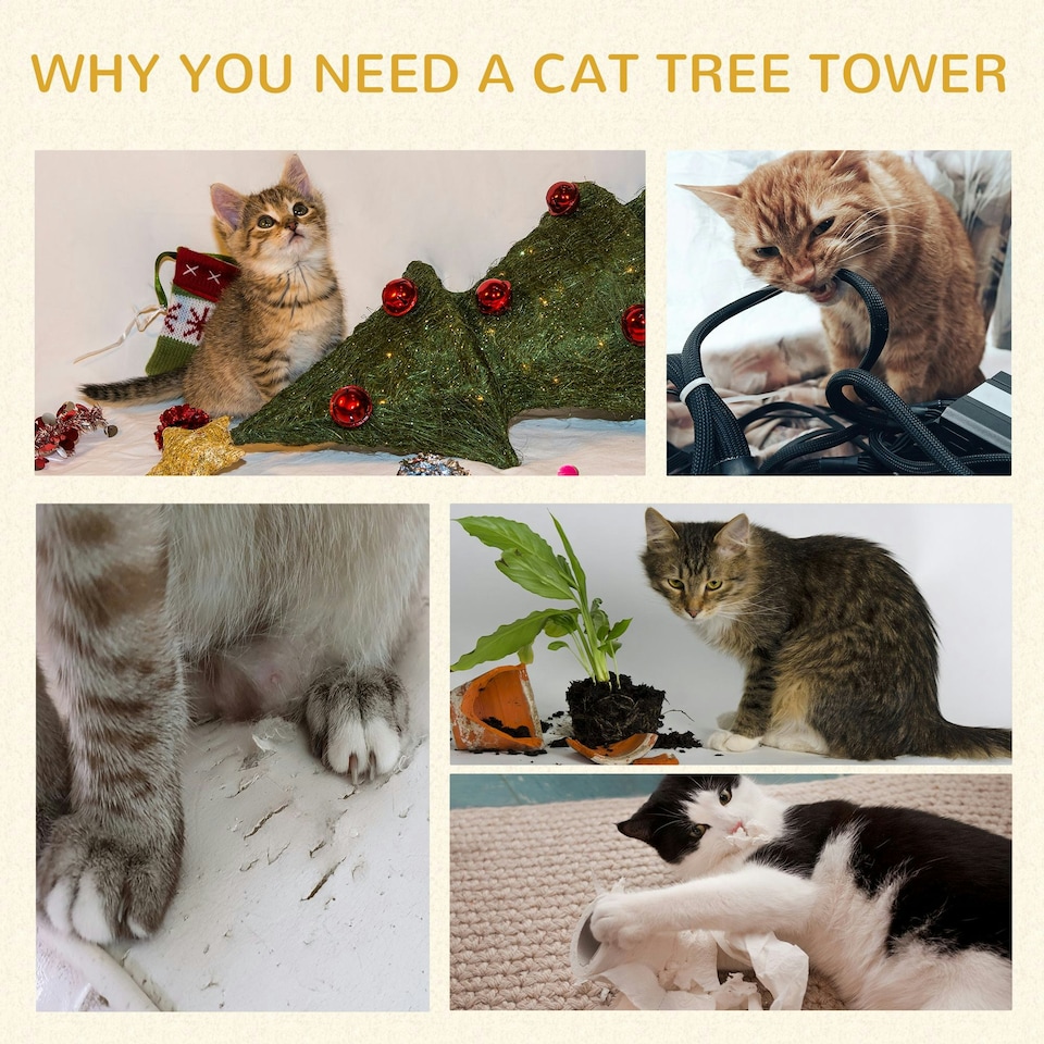 image 1 of PawHut 91cm Scratching Posts Cat Tree Activity Centre for Indoor Cats Grey