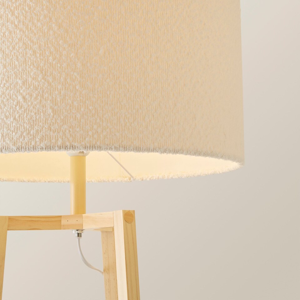 image 1 of ValueLights Hiru Wooden 3 Tier Shelf Floor Lamp Cream Shade | Cream