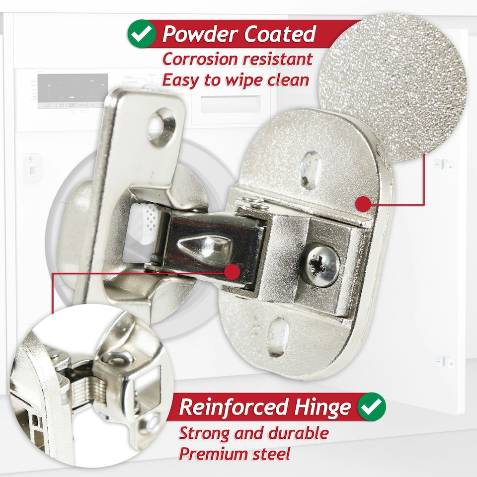 image 1 of SPARES2GO Integrated Door Hinge Fixing Kit for Logik LI8W6D17 LI8W6D20 LIW714W15 LIW714W20 LIW814W15 LIW814W20 Washing Machine Chrome