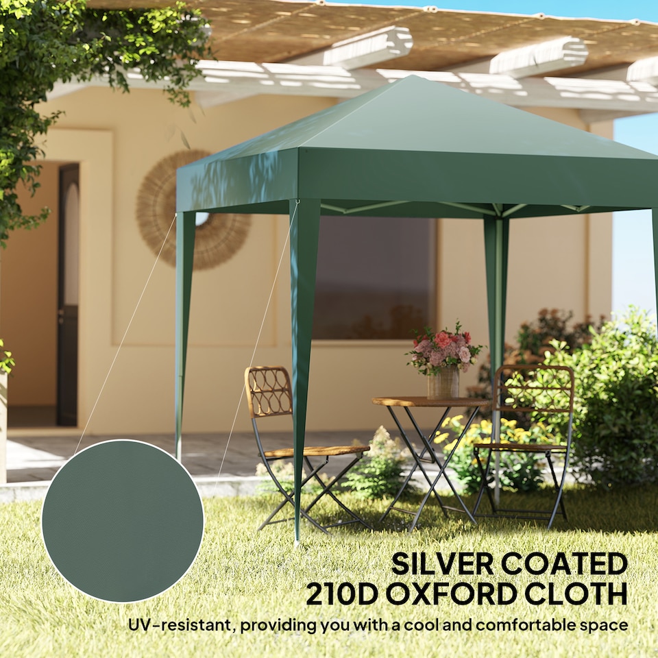 image 1 of Outsunny 2x2m Garden Pop Up Gazebo Canopy Marquee w/ Carry Bag, Green