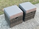 image 5 of Fimous Outdoor Lounge Sofa Set Wicker PE Rattan Garden Furniture Set with Oblong Coffee Table Side Table 2 Small Footstools Dark Grey Mixed
