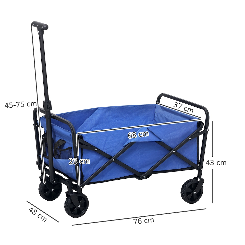 image 1 of Outsunny 62L Festival Trolley, 120kg Heavy Duty Folding Trolley Cart, Blue
