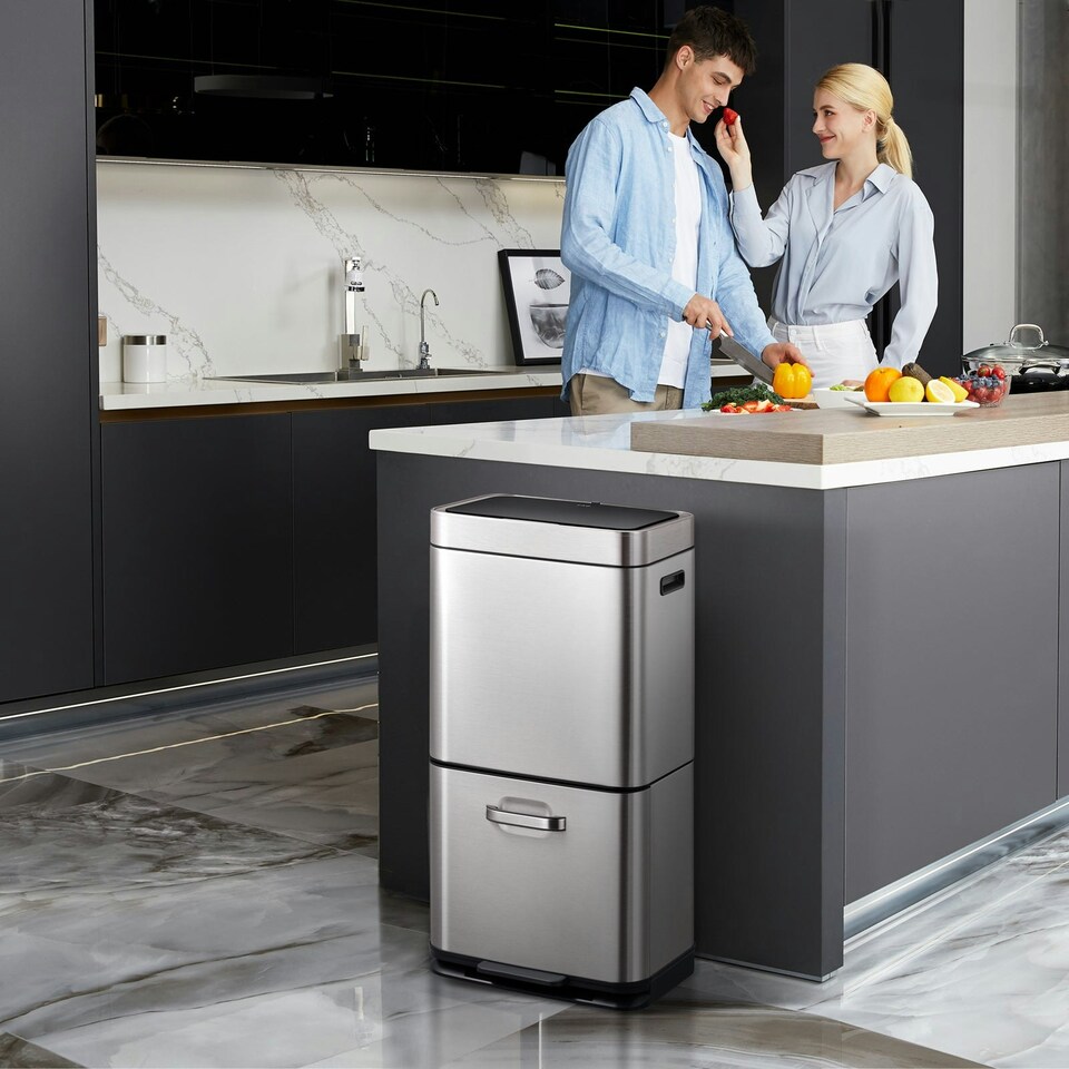 image 1 of Himalaya Recycling Sensor Bin 35L+25L Silver