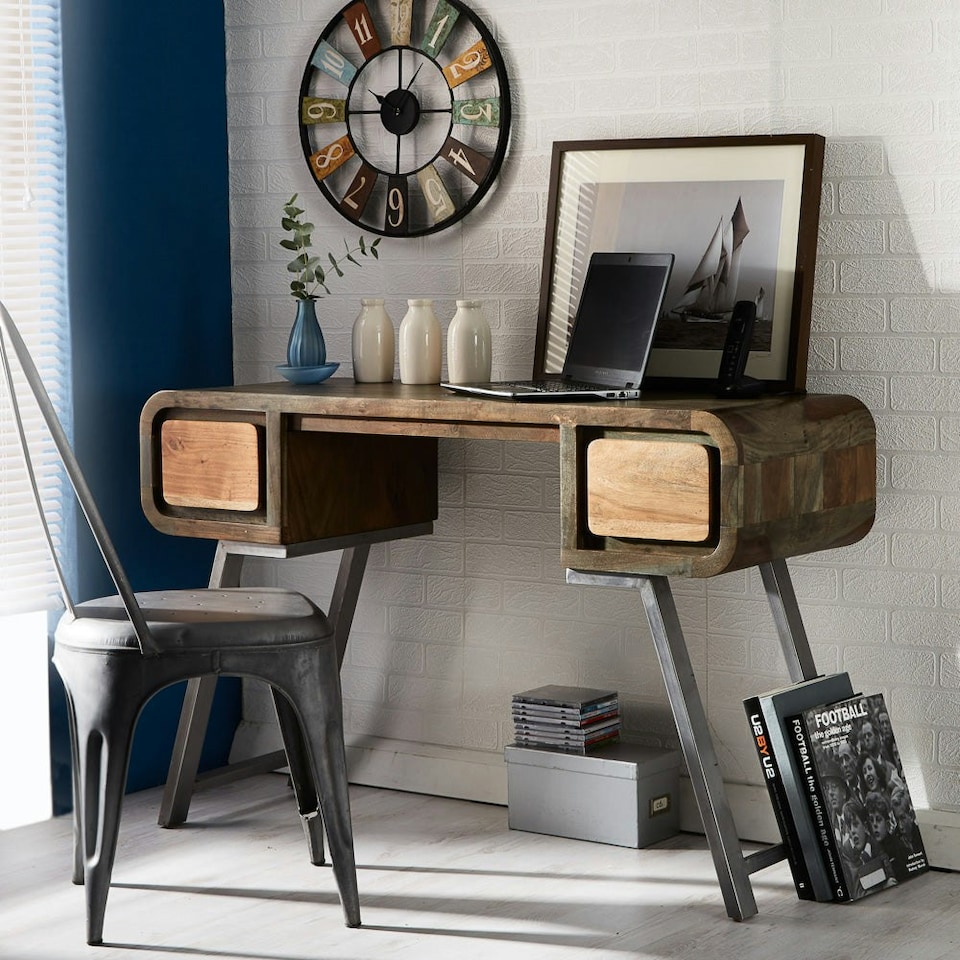 image 1 of Aaron Metal and Wood Desk