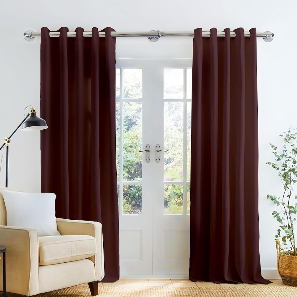 image 1 of Lister Cartwright 25mm Chrome Industrial Pipe Extendable Curtain Pole Heavy Duty Metal Curtain Rod(120-320 cm)