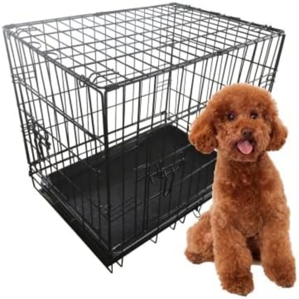 image 1 of Marco Paul 24" Double Door Dog Crate Black
