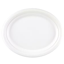 White Oval Compostable Bagasse Plates 32cm - Pack of 125