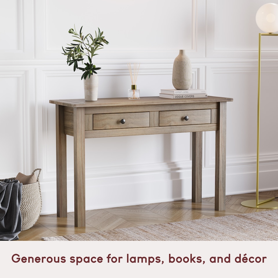 image 1 of Vida Designs Panama 2 Drawer Console Table With Shelf, Solid Pine Wood