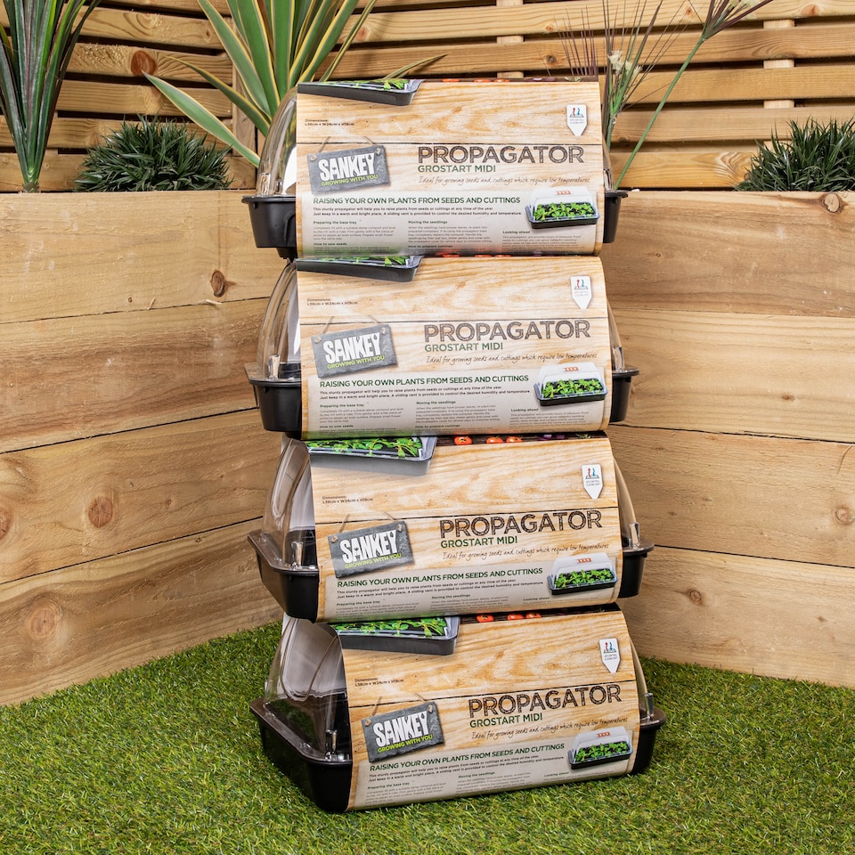 image 1 of 4 x 38cm Unheated Seed Starter Tray Grostart Midi Propagator Indoor Seedling Planter