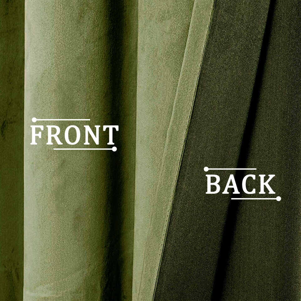 image 1 of Olive Green Velvet Blackout Eyelet Curtains - 46x63 Inch Drop - Pair | Green | One Size