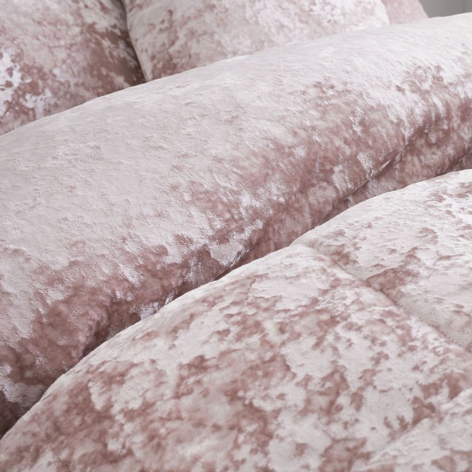 image 1 of Crushed Velvet Duvet Cover Set | Pink | Blush Pink