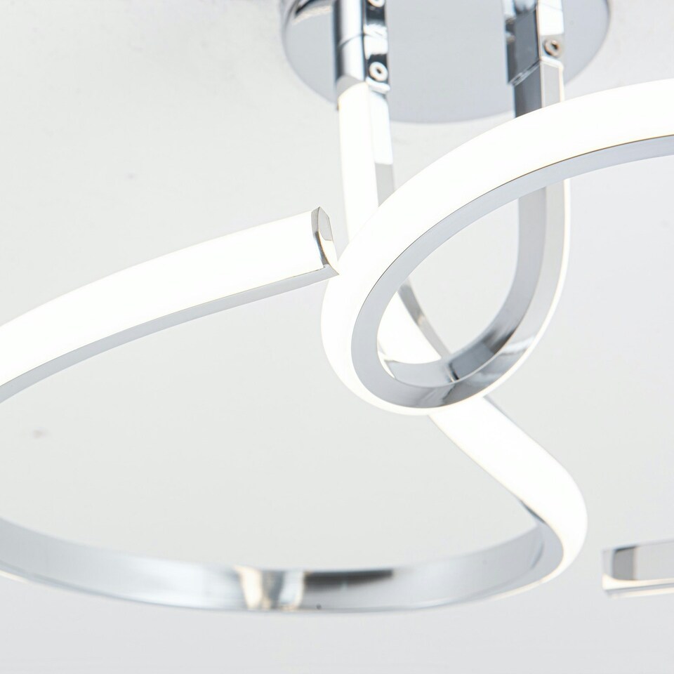 image 1 of First Choice Lighting Polished Chrome LED Curve Flush Ceiling Light Chrome | White