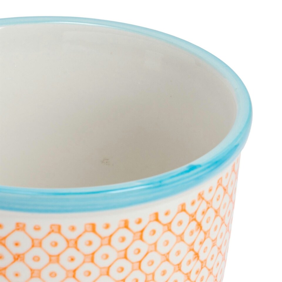image 1 of Nicola Spring Hand-Printed Plant Pot - 14cm - Orange Orange