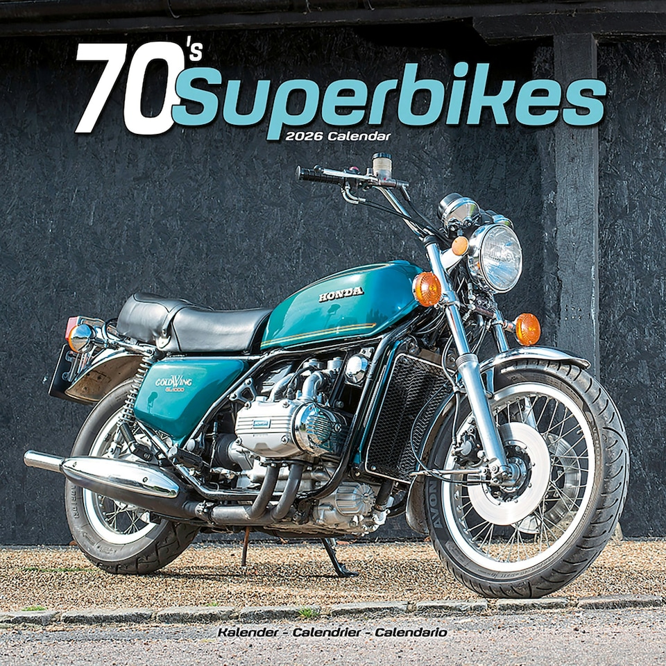 image 1 of 70's Superbikes 2026 Calendar | Square Wall Calendar | Motorcycle Gift | Plastic Free Packaging | by Avonside Publishing