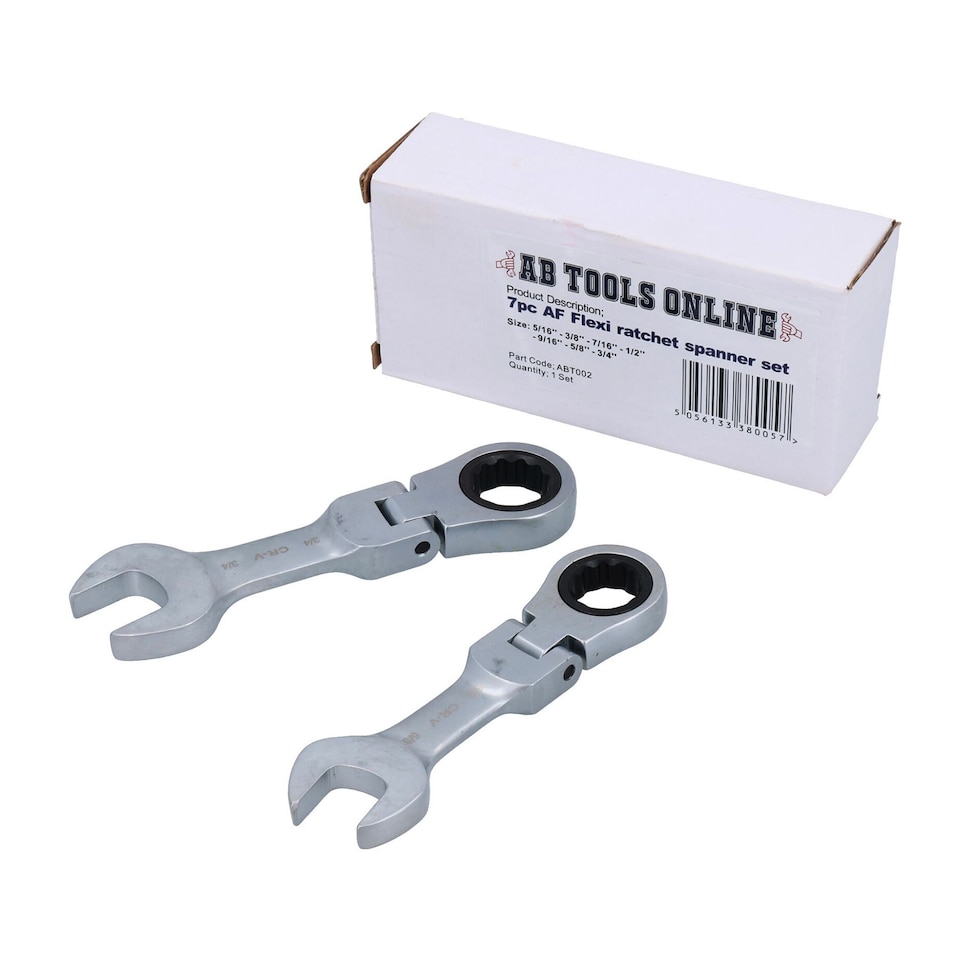 image 1 of Imperial SAE AF Stubby Flexi Headed Ratchet Spanners Spanner 5/16" - 3/4" 7pc