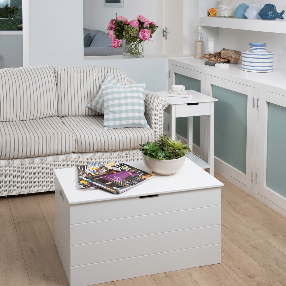 image 1 of Seaton White Wooden Storage Chest, Blanket Box, Trunk, Ottoman, Toy Box