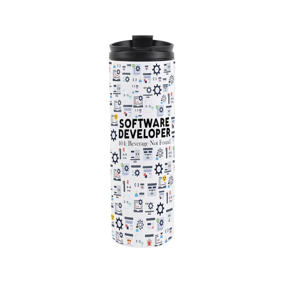 image 1 of Novelty Software Devleoper Travel Flask - Reusable Stainless Steel Tumbler Gift