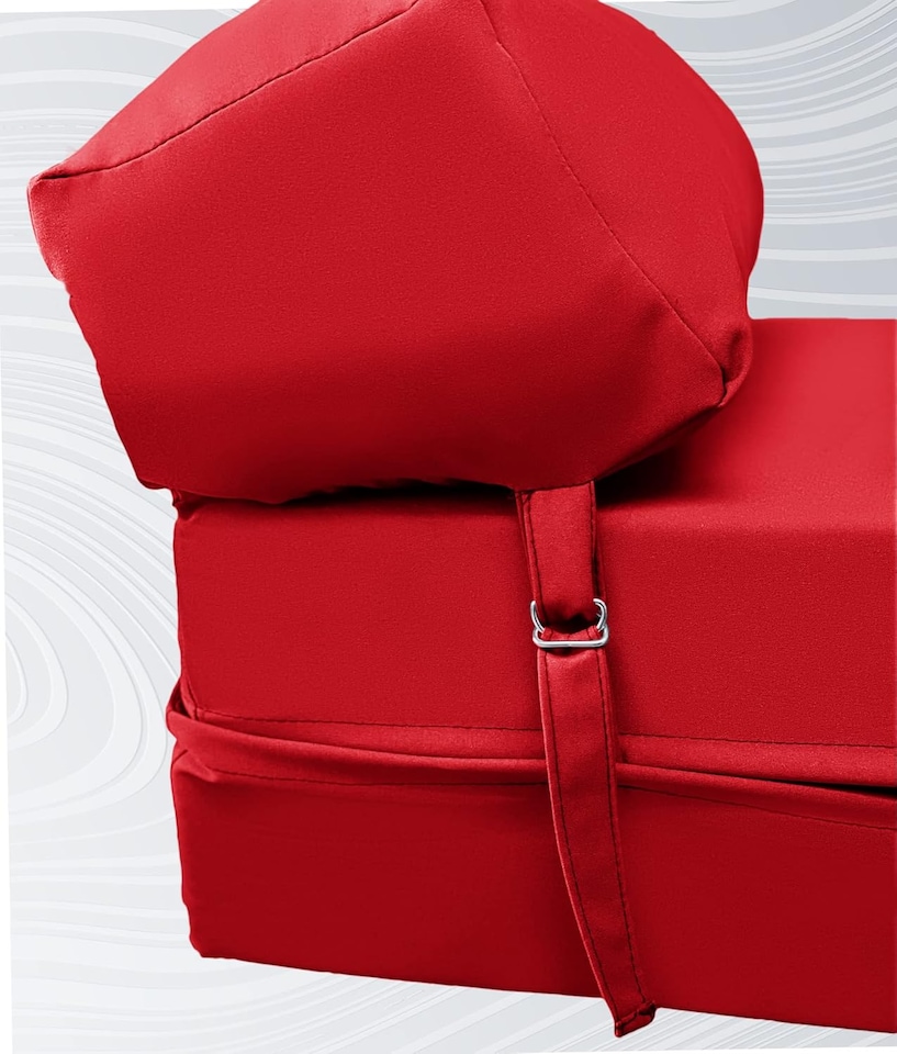 image 1 of Fold Out Z Bed Chair Sofa Lounger With Pillow Red