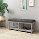 image 10 of Shoe Rack Bench w/ Button Tufted Seat Cushion for  Living Room Hallway Bedroom 