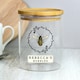image 6 of Personalised Bee Glass Jar with Bamboo Lid