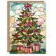 image 1 of Stained Glass Decorated Tree with Presents For Her Woman Xmas Festive Christmas Card