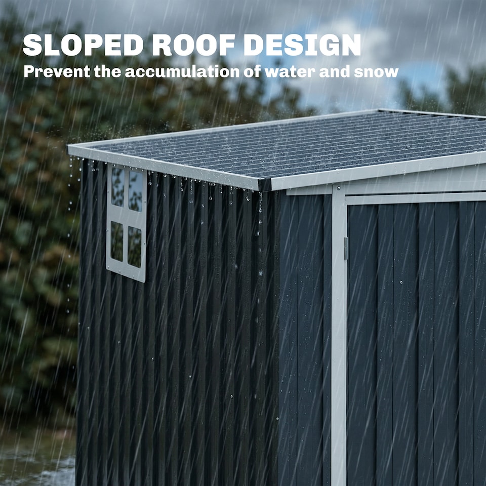 image 1 of Outsunny 7.6 x 4ft Lean to Garden Storage Shed with Window, Dark Grey
