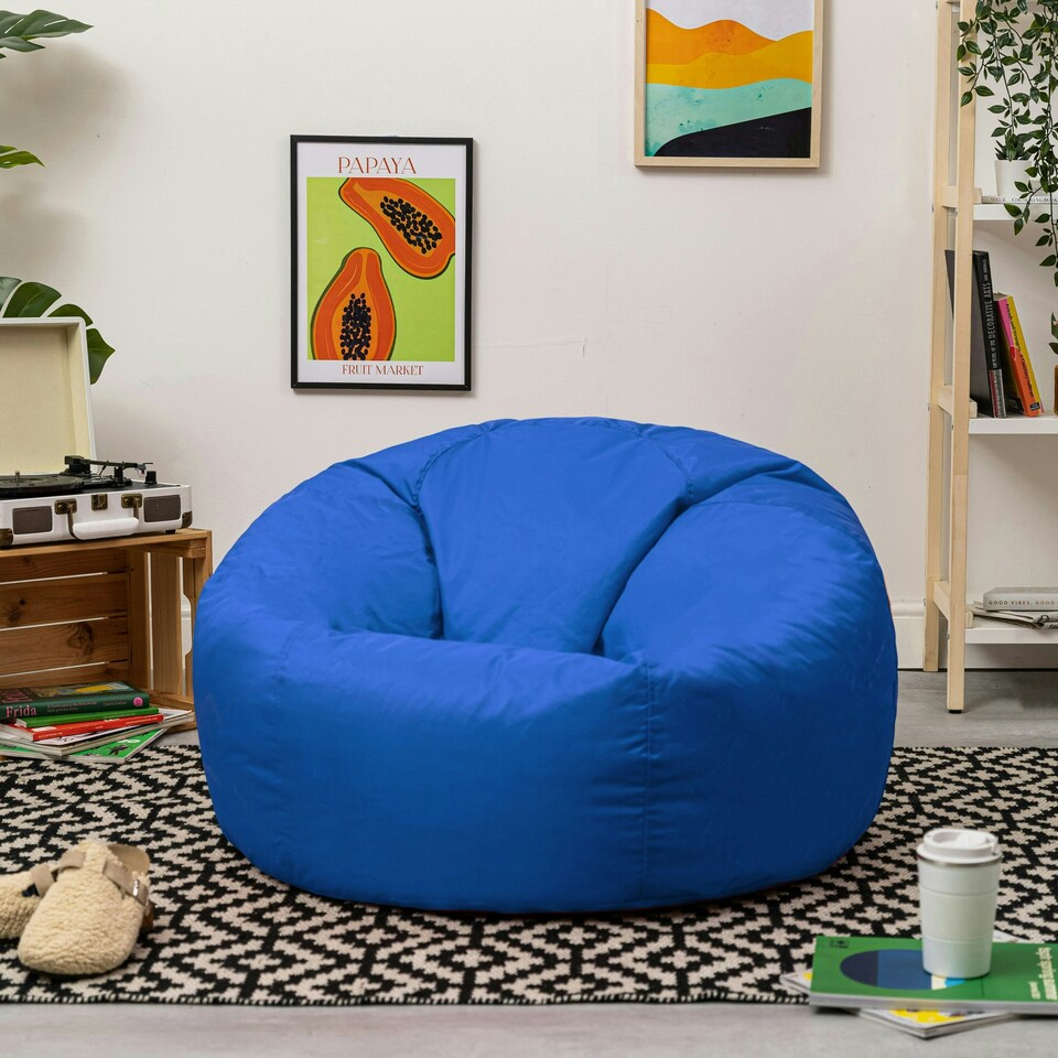 image 1 of icon Classic Indoor Outdoor Bean Bag Blue Bean Bag Chair Blue | Blue