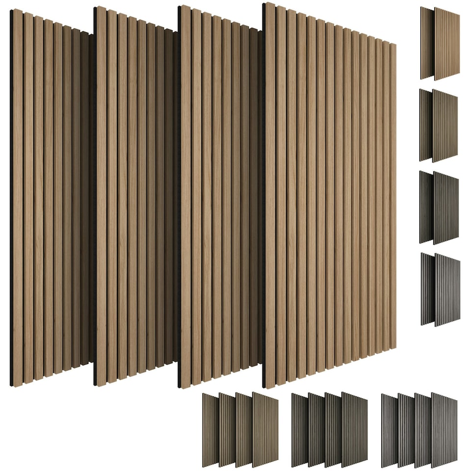 image 1 of Acoustic Wall Panels with Wood Veneer Slats, Thick Felt and Easy to Install | Brown | Dark oak | 120 x 60 x 120 cm | 4