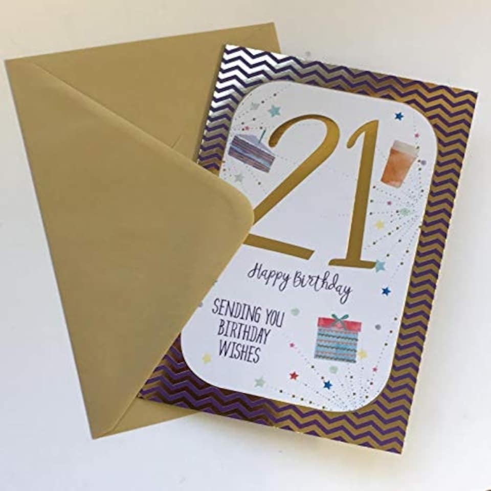 image 1 of 21st Birthday Card 21 Sending You Birthday Wishes