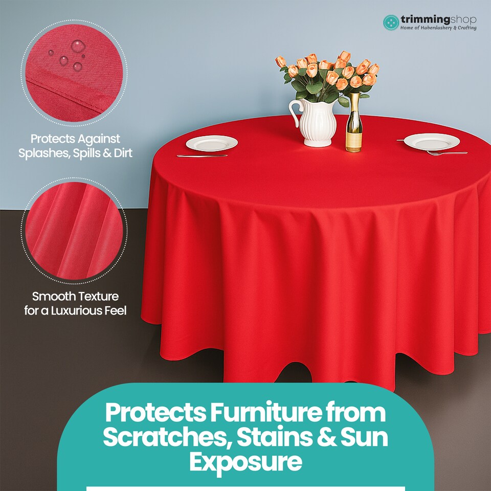 image 1 of Round Polyester Tablecloth, Premium Linen Table Cover - 70 Inch