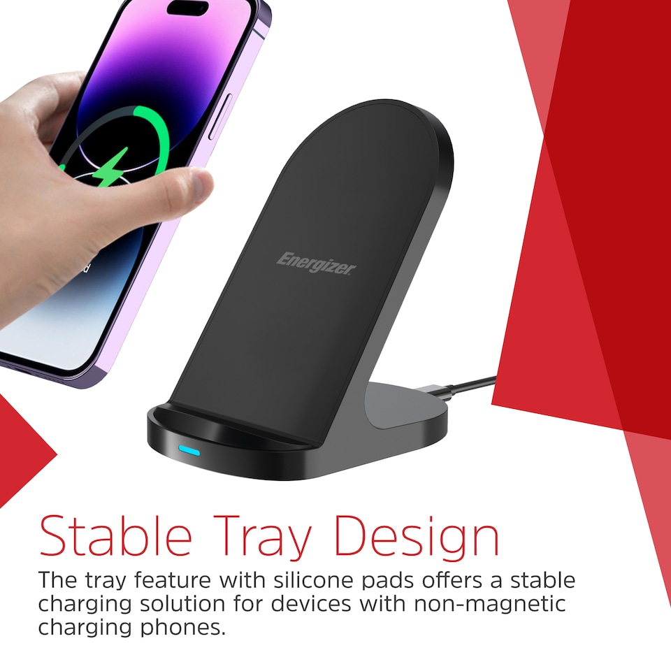 image 1 of Energizer WCP108 15W QI Wireless Stand Black