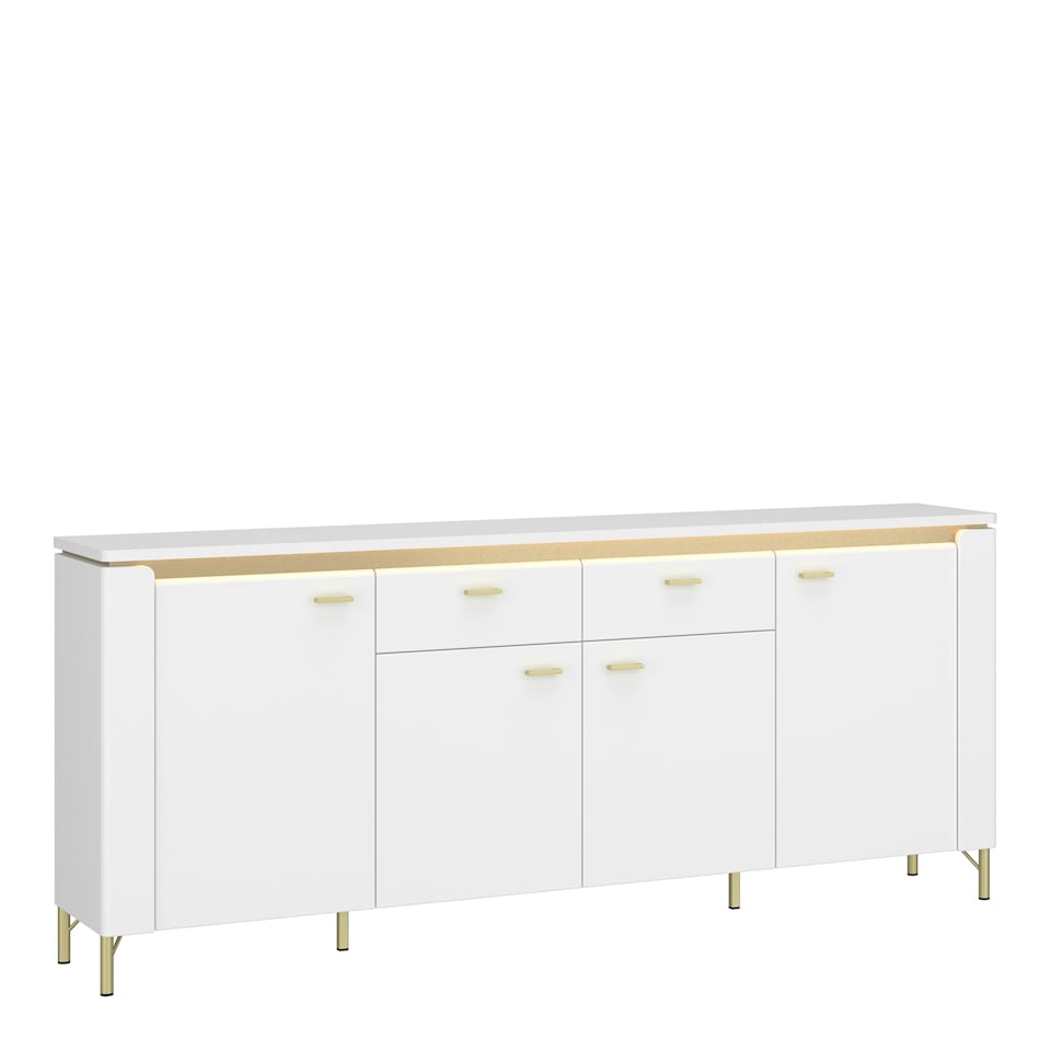 image 1 of Lazio Sideboard 4 Door 2 Drawer in Alpine White/White Gloss