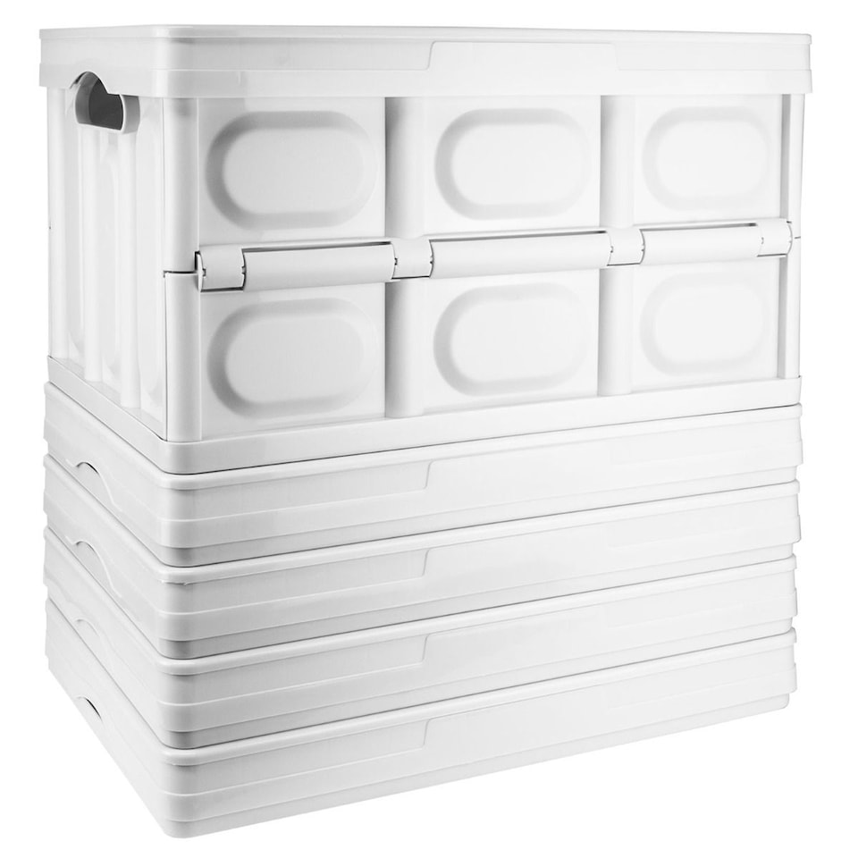 image 1 of TekBox 56L White Folding Storage Box - Set of 5 Boxes