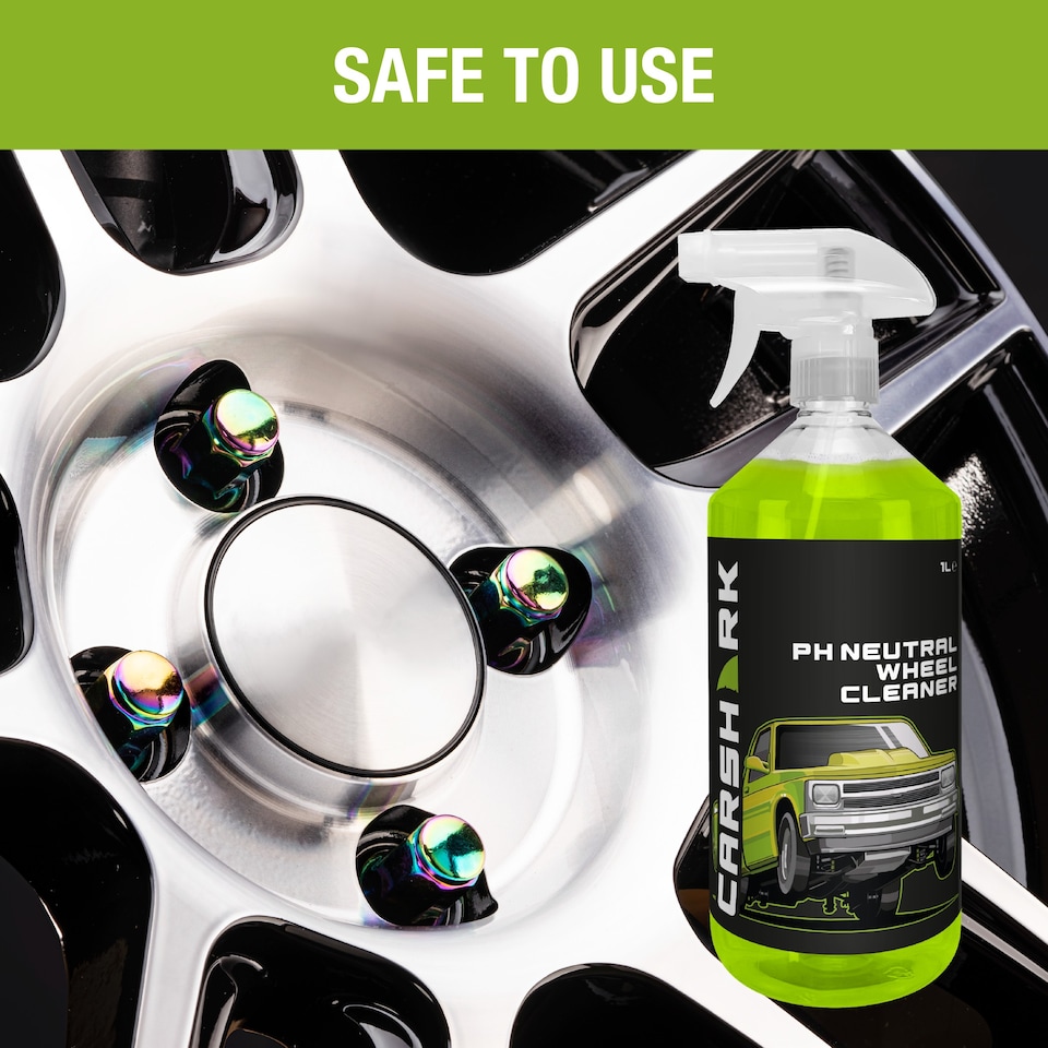image 1 of CARSHARK pH Neutral Wheel Cleaner 1L + Black Wheel Brush - Effective Cleaning for All Wheels