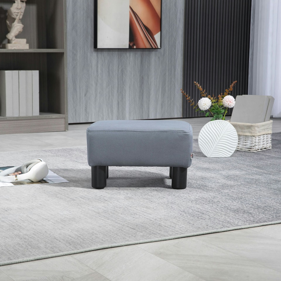 image 1 of HOMCOM Ottoman Footrest Seat Chair Footstool Microfiber Cloth Home Office Grey