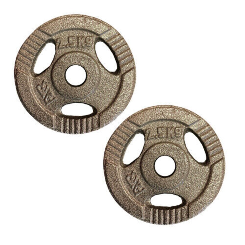 Standard 1" Tri-Grip Cast Iron Weight Plates - 2 x 2.5kg
