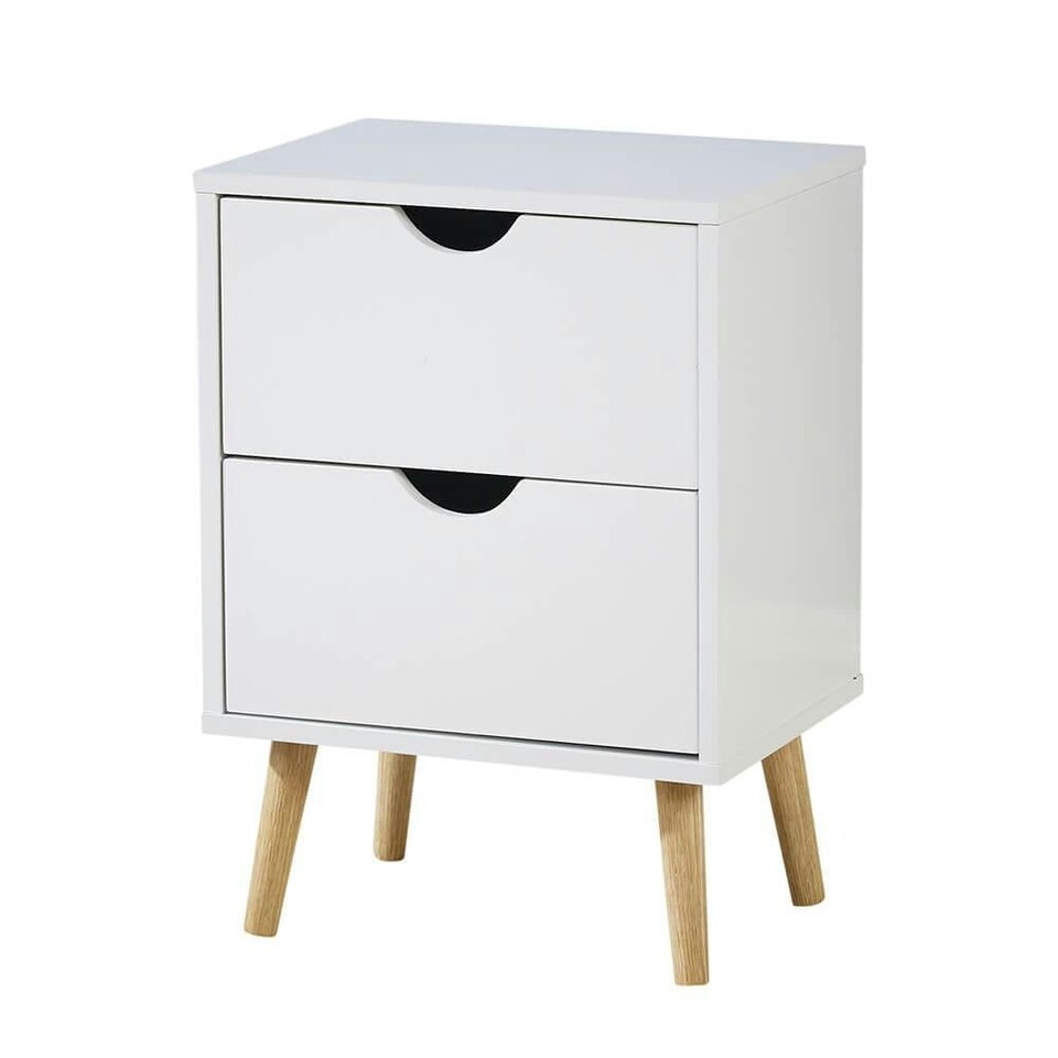 image 1 of Bedside Cabinet Wooden Scandi Legs Modern Bedroom Furniture