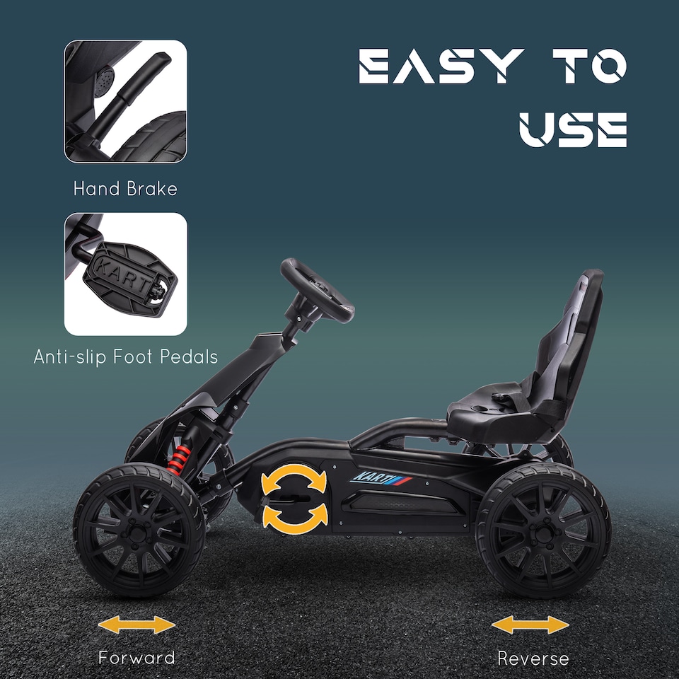 image 1 of HOMCOM Children Pedal Go Kart w/ Adjustable Seat, Handbrake - Black