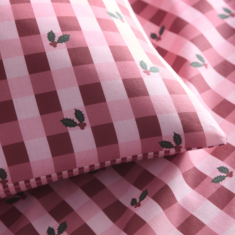 image 1 of Fusion Holly Gingham Duvet Cover Set Red