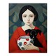 image 3 of Few My Favourite Things Girl Puppy Vase Black Framed Wall Art Print A4