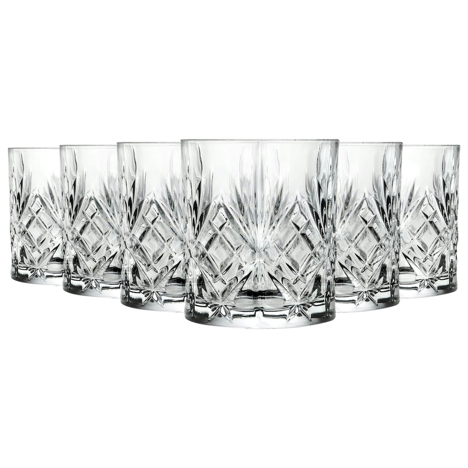 image 1 of RCR Crystal 340ml Melodia Whisky Glasses - Pack of 6 - Tumbler Glasses Whiskey Glasses Water Glasses Clear