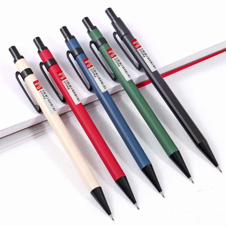 image 1 of 4 Sets of 0.5mm Metal Mechanical Pencil and HB Lead Refills Balanced Grip, Smooth & Precise Writing, Random Colour