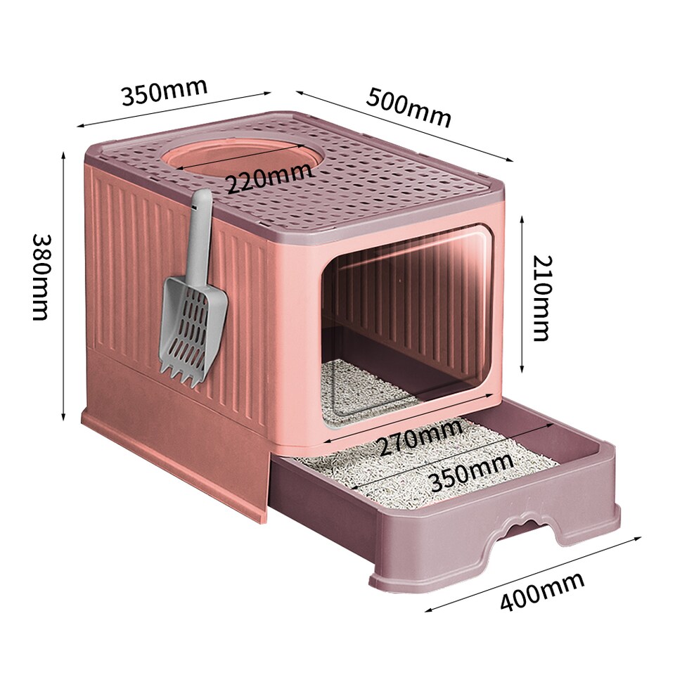 Living and Home Enclosed Cat Litter Box | Pink