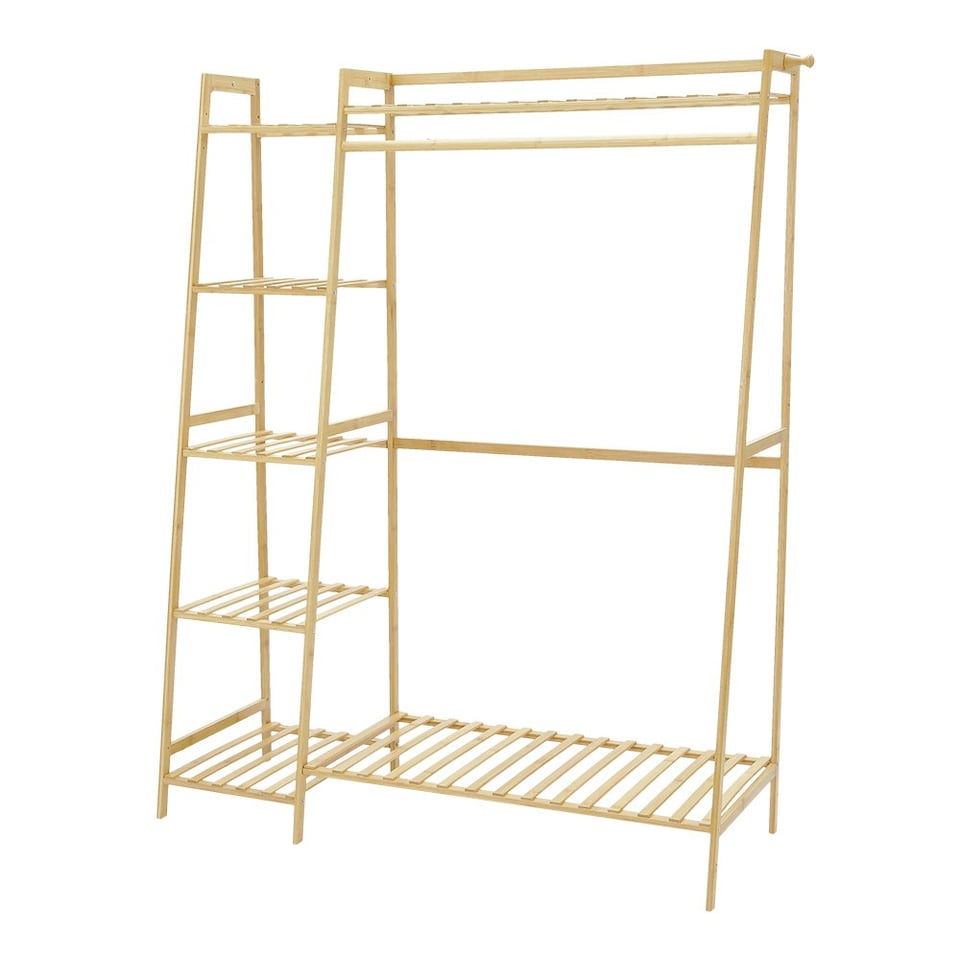 image 1 of Living and Home Bamboo Bedroom Garment Clothes Rack 110cm - Natural