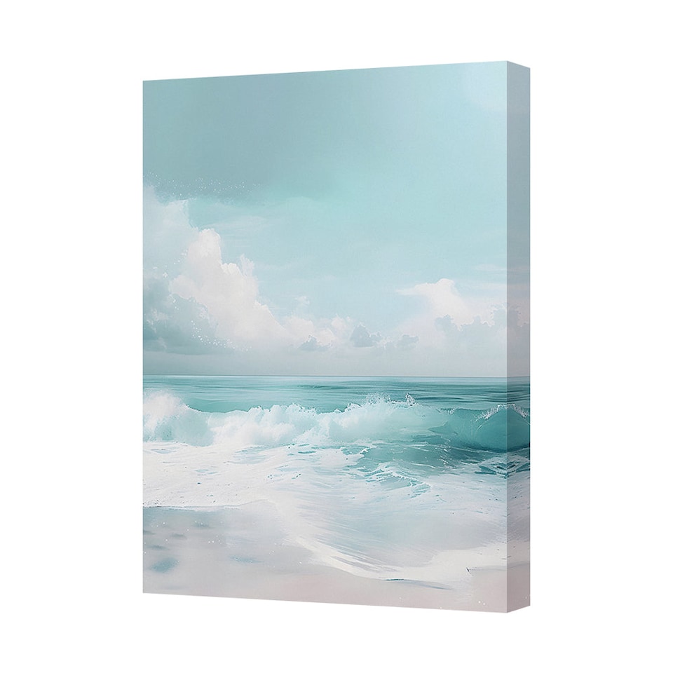 Ocean Wave Canvas Wall Art Seascape Print Soft Turquoise Beach Decor ...